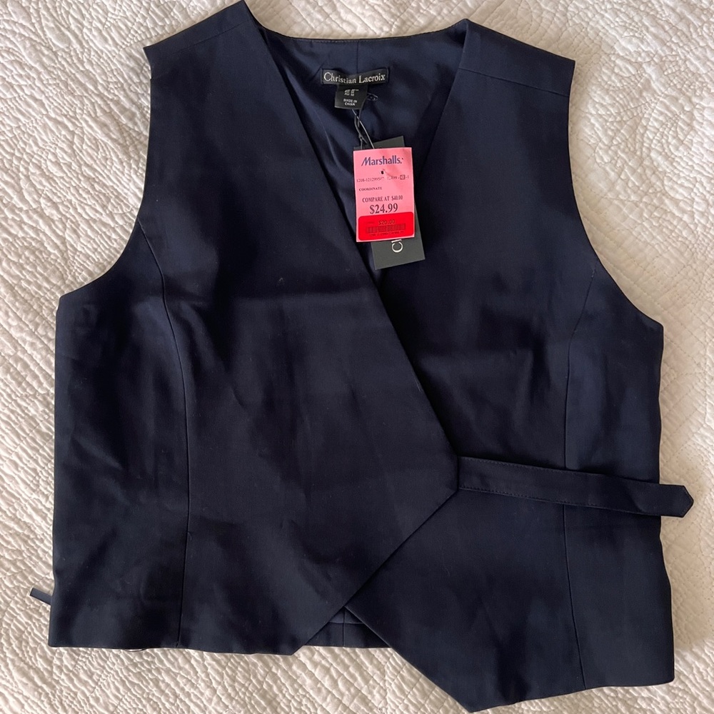 Chico's Navy Wrap-Front Sleeveless Vest